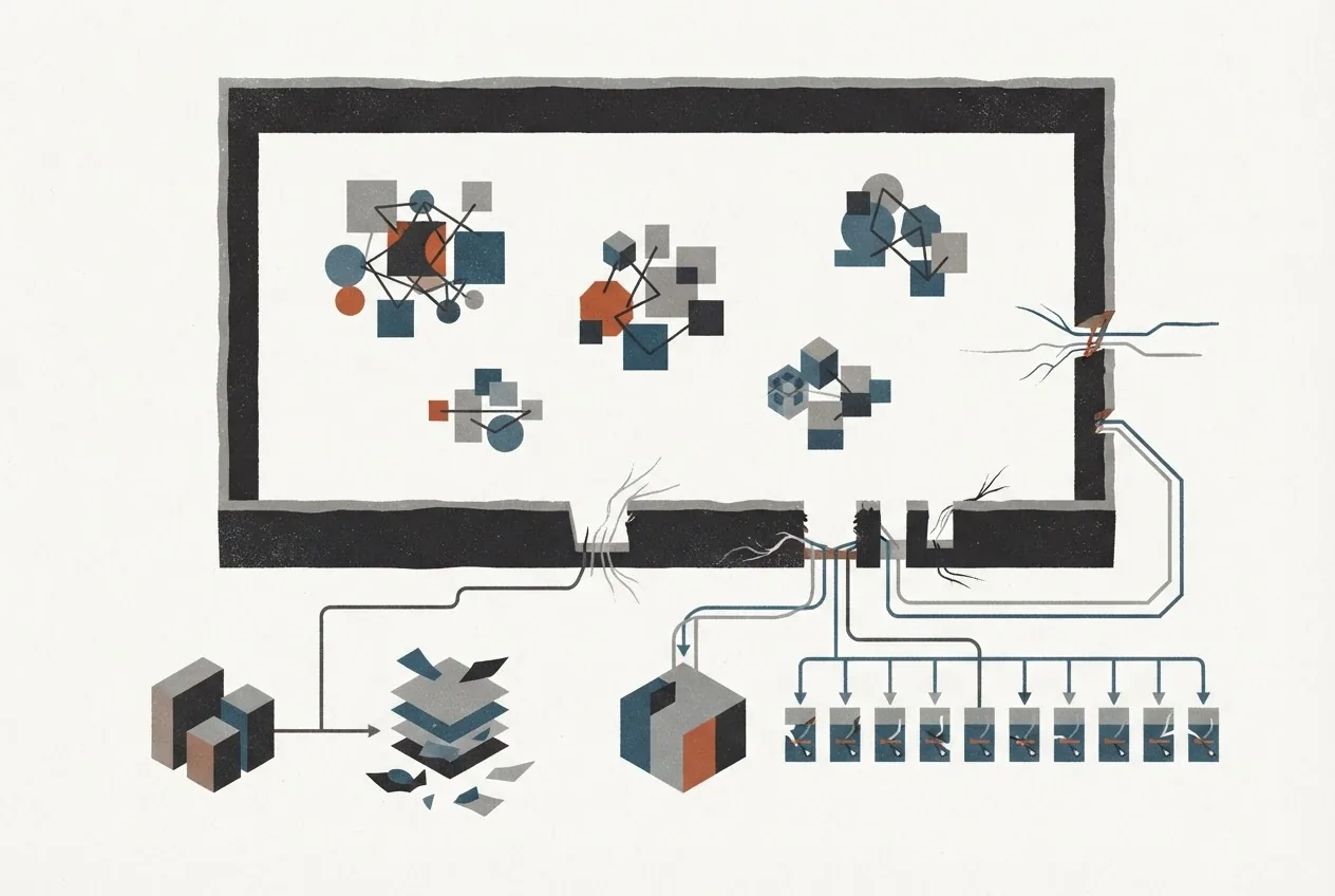 A contained AI testing environment has several basic access-control gaps, allowing activity to spill into a database, a software distribution path, and external systems.